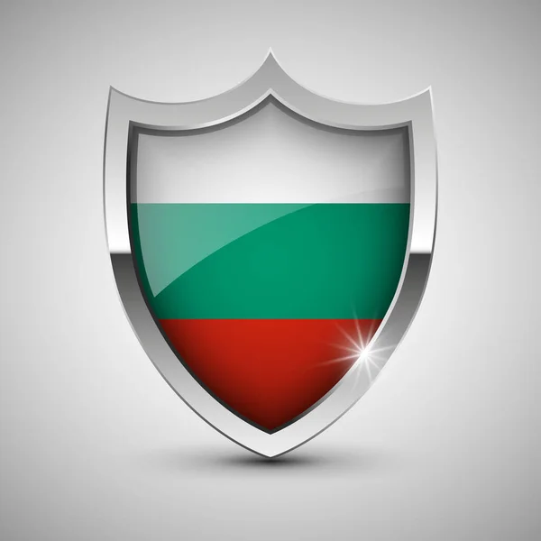 Eps10 Bouclier Patriotique Vectoriel Avec Drapeau Bulgarie Élément Impact Pour — Image vectorielle
