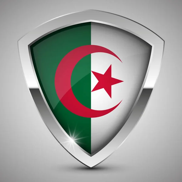 Eps10 Vector Escudo Patriótico Com Bandeira Argélia Elemento Impacto Para —  Vetores de Stock
