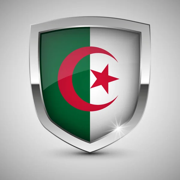 Eps10 Vector Escudo Patriótico Com Bandeira Argélia Elemento Impacto Para —  Vetores de Stock