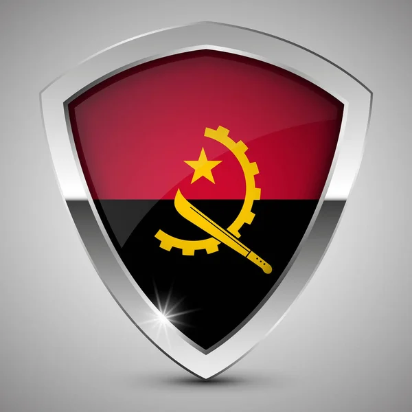Eps10 Escudo Patriótico Vectorial Con Bandera Angola Elemento Impacto Para — Archivo Imágenes Vectoriales