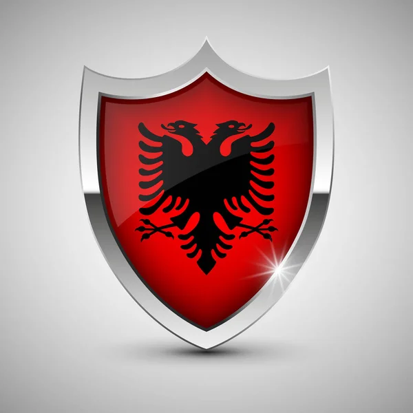 Eps10 Vector Patriotyczna Tarcza Flagą Albanii Element Wpływu Wykorzystanie Które — Wektor stockowy