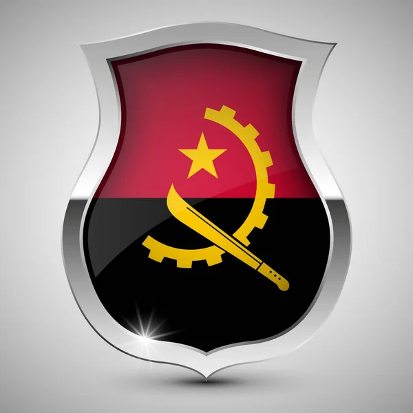 Eps10 Vektor Hazafias Pajzs Angola Zászlajával Befolyásoló Elem Használatához Amit — Stock Vector