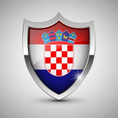 Hırvatistan bayrağı taşıyan EPS10 Vector Vatansever kalkanı. Kullanmak istediğiniz etki için bir unsur.