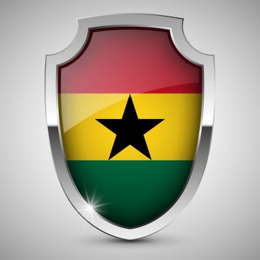 Gana bayrağı taşıyan EPS10 Vatansever kalkanı. Kullanmak istediğiniz etki için bir unsur.