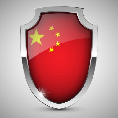 Çin bayrağı taşıyan EPS10 Vatansever kalkanı. Kullanmak istediğiniz etki için bir unsur.