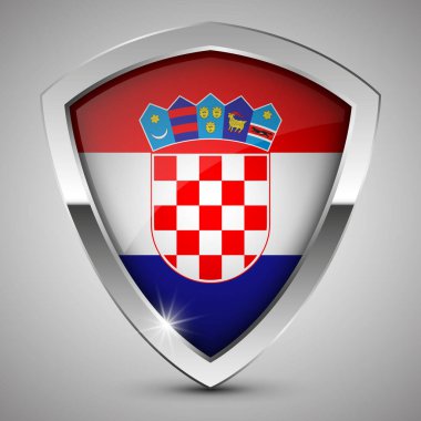 Hırvatistan bayrağı taşıyan EPS10 Vector Vatansever kalkanı. Kullanmak istediğiniz etki için bir unsur.