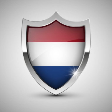 Hollanda bayrağı taşıyan EPS10 Vatansever kalkanı. Kullanmak istediğiniz etki için bir unsur.
