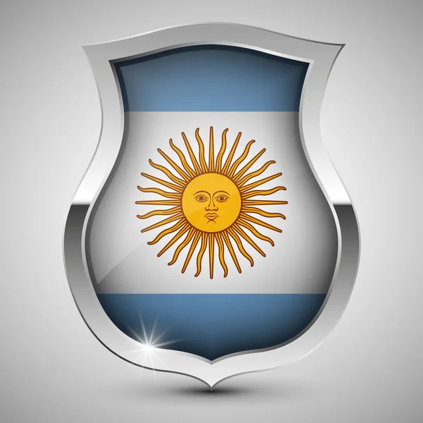 Eps10 Escudo Patriótico Vectorial Con Bandera Argentina Elemento Impacto Para — Archivo Imágenes Vectoriales