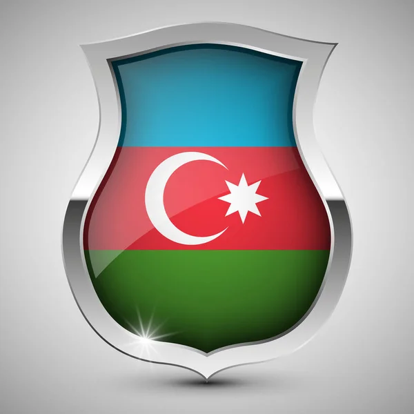 Eps10 Vektor Perisai Patriotik Dengan Bendera Azerbaijan Sebuah Elemen Dampak - Stok Vektor