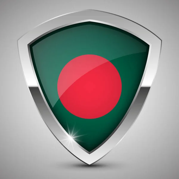 Eps10 Vector Patriotic Shield Flag Bangladesh 당신이만들고 사용에 영향의 — 스톡 벡터