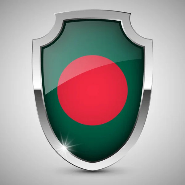 Eps10 Escudo Patriótico Vetorial Com Bandeira Bangladesh Elemento Impacto Para —  Vetores de Stock