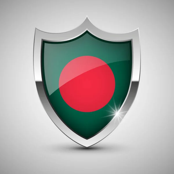 Eps10 Escudo Patriótico Vetorial Com Bandeira Bangladesh Elemento Impacto Para —  Vetores de Stock