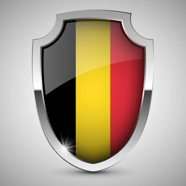 Eps10 Vector Patriotic Shield Flag Belgium 당신이만들고 사용에 영향의 — 스톡 벡터