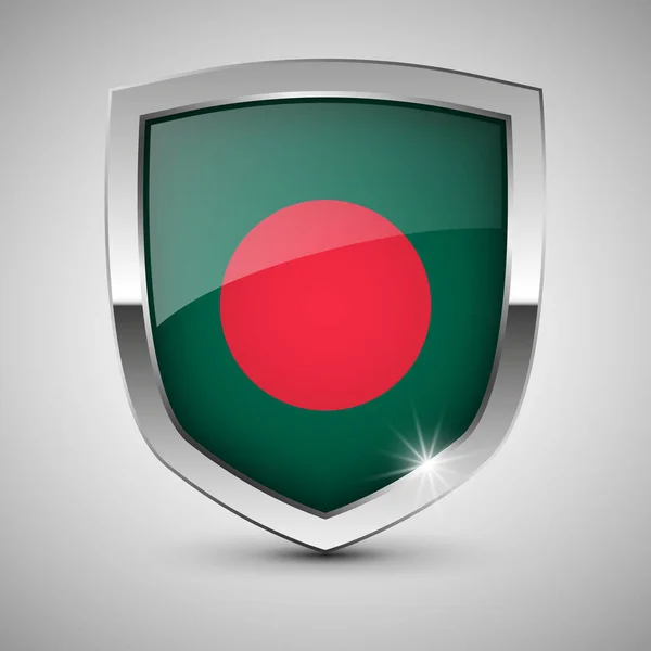 Eps10 Escudo Patriótico Vetorial Com Bandeira Bangladesh Elemento Impacto Para —  Vetores de Stock