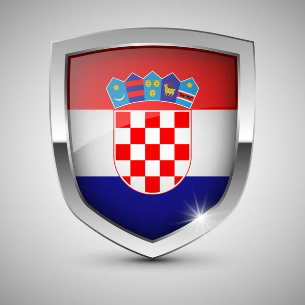 Eps10 Vector Escudo Patriótico Com Bandeira Croácia Elemento Impacto Para — Vetor de Stock