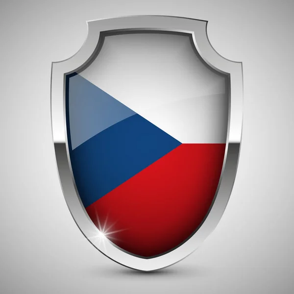 Eps10 Bouclier Patriotique Vectoriel Avec Drapeau République Tchèque — Image vectorielle