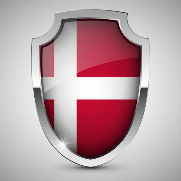 Eps10 Vector Patriotic Shield Flag Denmark Element Impact Use You — Stock Vector