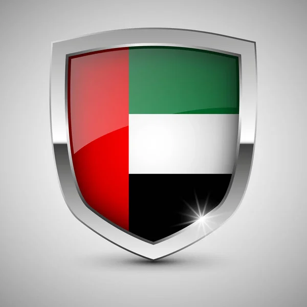 Eps10 Vector Patriotyczna Tarcza Flagą Zjednoczonych Emiratów Arabskich — Wektor stockowy