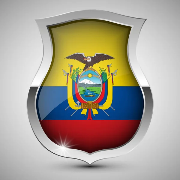 Eps10 Escudo Patriótico Vectorial Con Bandera Ecuador Elemento Impacto Para — Archivo Imágenes Vectoriales