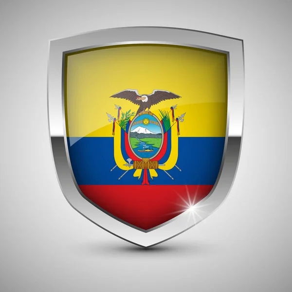 Eps10 Vector Patriotic Shield Flag Ecuador Елемент Впливу Використання Який — стоковий вектор