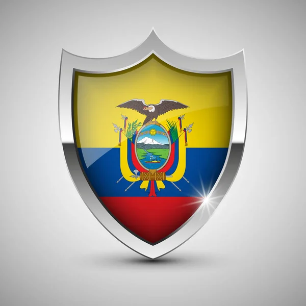 Eps10带有厄瓜多尔国旗的矢量爱国盾 一个你想利用的影响因素 — 图库矢量图片