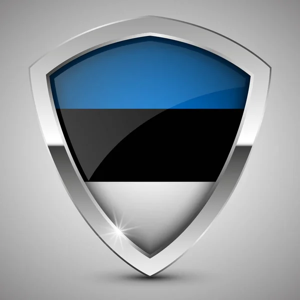Eps10 Escudo Patriótico Vetorial Com Bandeira Estônia Elemento Impacto Para —  Vetores de Stock