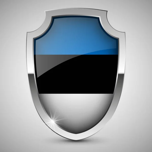 Eps10 Escudo Patriótico Vetorial Com Bandeira Estônia Elemento Impacto Para —  Vetores de Stock