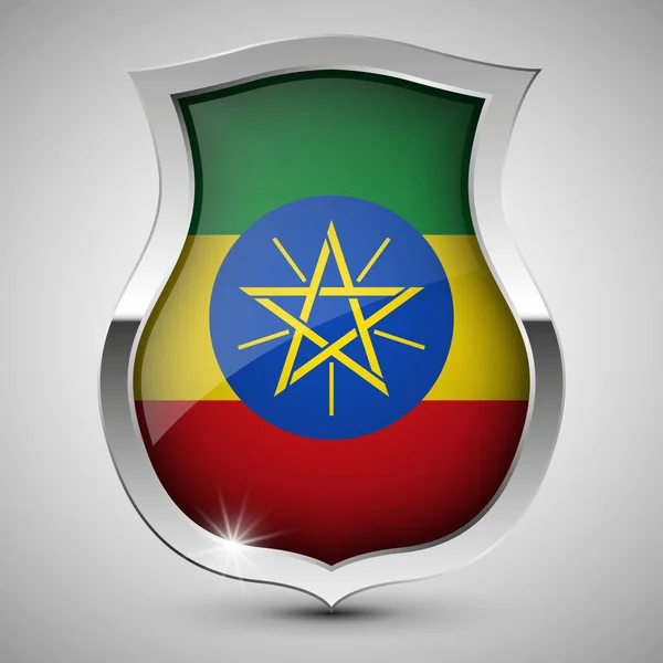 Eps10 Vector Patriottisch Schild Met Vlag Van Ethiopië Een Element — Stockvector