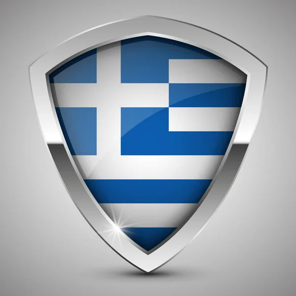 Eps10 Vektorový Vlastenecký Štít Vlajkou Řecka Prvek Dopadu Pro Použití — Stockový vektor