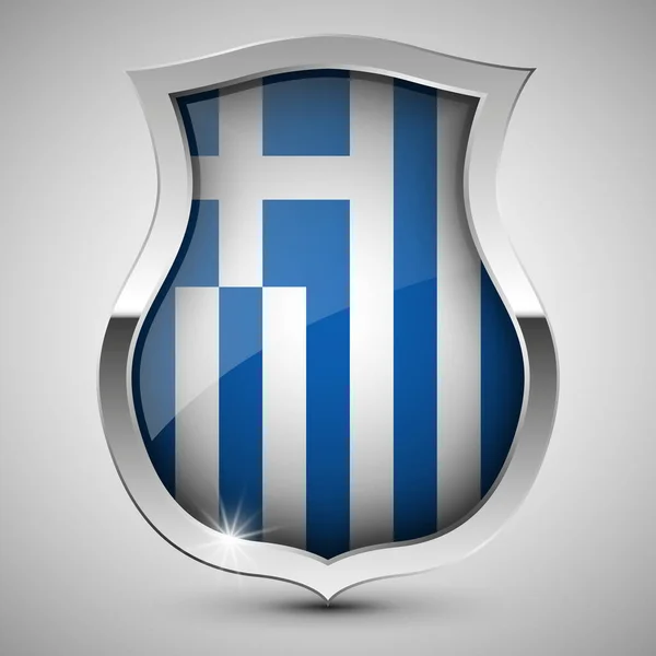 Eps10 Vector Escudo Patriótico Com Bandeira Grécia Elemento Impacto Para — Vetor de Stock