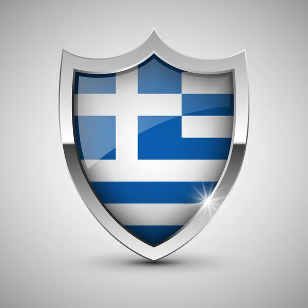 Eps10 Vector Escudo Patriótico Com Bandeira Grécia Elemento Impacto Para —  Vetores de Stock