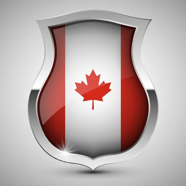 Eps10 Bouclier Patriotique Vectoriel Avec Drapeau Canada Élément Impact Pour — Image vectorielle