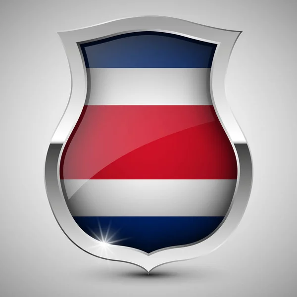 Eps10 Vector Escudo Patriótico Com Bandeira Costarica Elemento Impacto Para — Vetor de Stock
