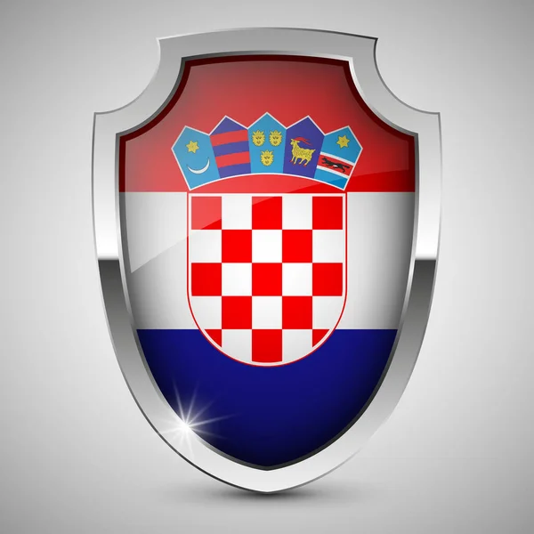 Eps10 Vector Escudo Patriótico Com Bandeira Croácia Elemento Impacto Para — Vetor de Stock