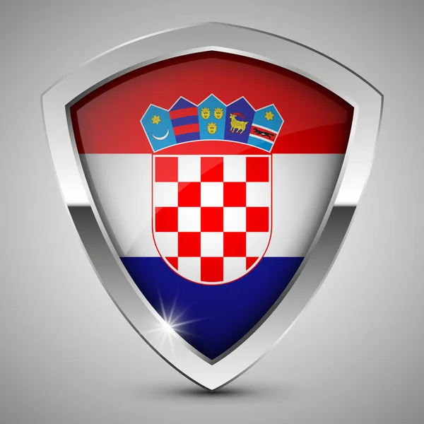 Eps10 Vector Escudo Patriótico Con Bandera Croacia Elemento Impacto Para — Archivo Imágenes Vectoriales