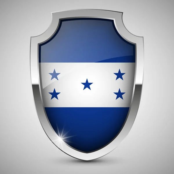 Eps10 Bouclier Patriotique Vectoriel Avec Drapeau Honduras Élément Impact Pour — Image vectorielle