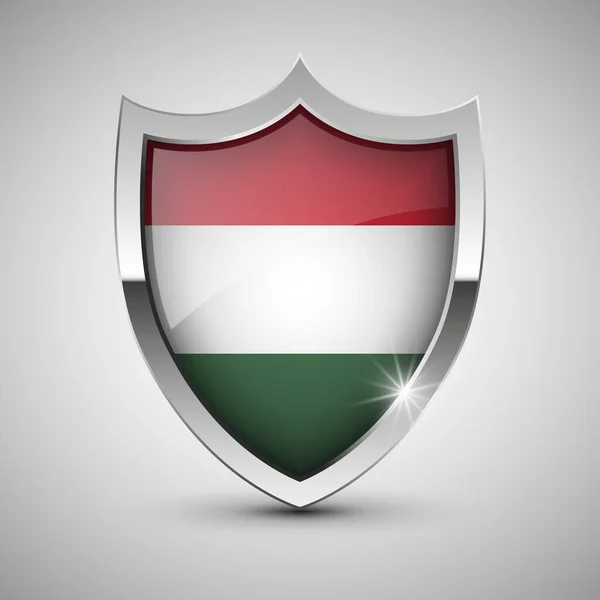 Eps10 Escudo Patriótico Vetorial Com Bandeira Hungria Elemento Impacto Para — Vetor de Stock