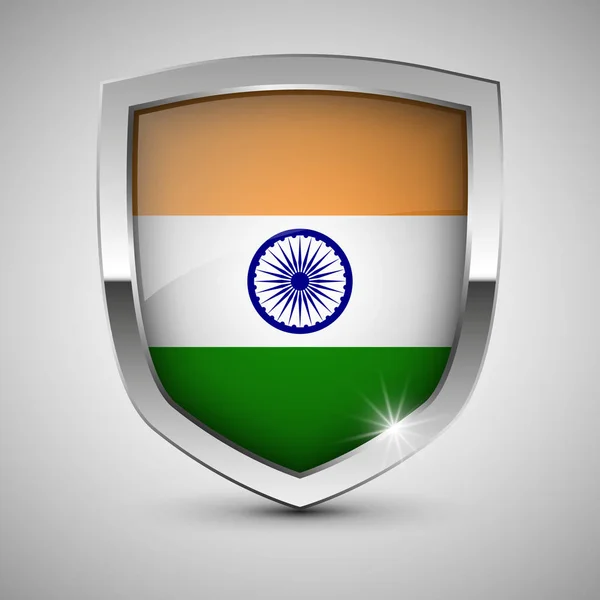 Eps10 Vektor Patriotischer Schild Mit Indischer Flagge Ein Element Der — Stockvektor