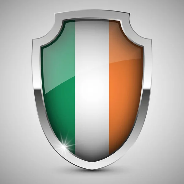 Eps10 Vector Patriotic Shield Flag Ireland Element Impact Use You — Stock Vector