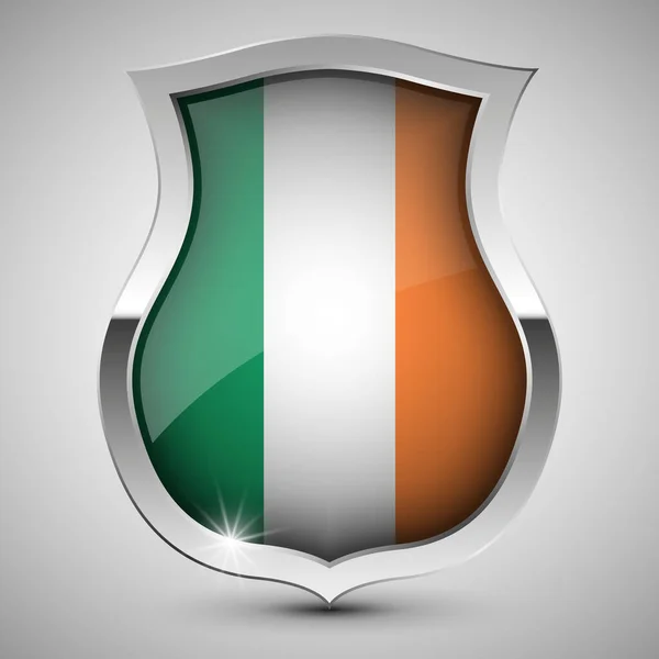 Eps10 Vector Patriotic Shield Flag Ireland Element Impact Use You — Stock Vector