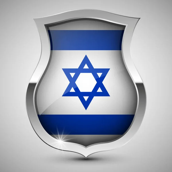 Eps10 Vector Patriotic Shield Flag Israel Англійською Елемент Впливу Використання — стоковий вектор