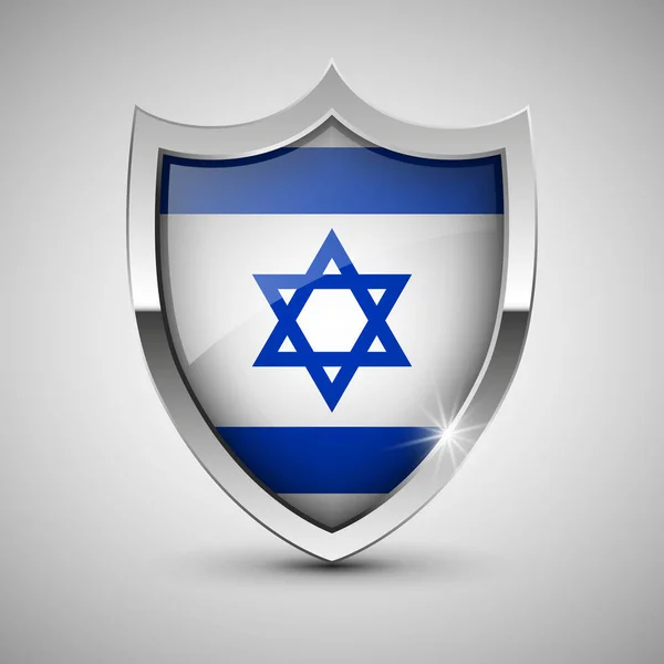 Eps10ベクトルイスラエルの旗を持つ愛国的な盾 あなたがそれを作りたい使用のための影響の要素 — ストックベクタ