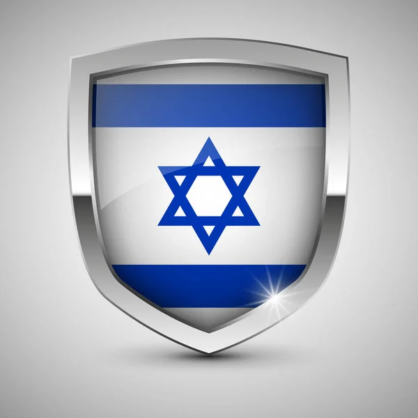Eps10ベクトルイスラエルの旗を持つ愛国的な盾 あなたがそれを作りたい使用のための影響の要素 — ストックベクタ