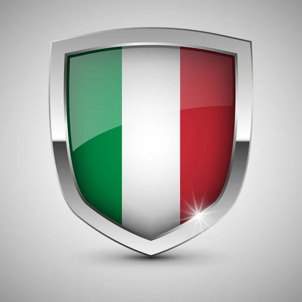 Eps10 Vector Patriotyczna Tarcza Flagą Włoch Element Wpływu Wykorzystanie Które — Wektor stockowy