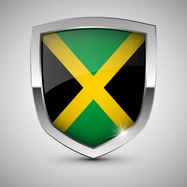Jamaika Bayrağı Taşıyan Eps10 Vector Vector Kalkanı Kullanmak Istediğiniz Etki — Stok Vektör
