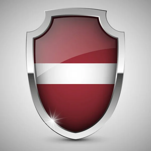 Eps10 Escudo Patriótico Vetorial Com Bandeira Letônia Elemento Impacto Para —  Vetores de Stock