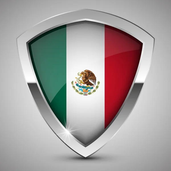 Eps10ベクターメキシコの旗を持つ愛国的な盾 あなたがそれを作りたい使用のための影響の要素 — ストックベクタ