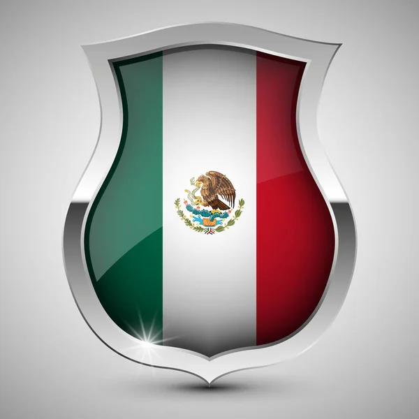 Eps10 Vektor Patriotischer Schild Mit Mexikanischer Flagge Ein Element Der — Stockvektor