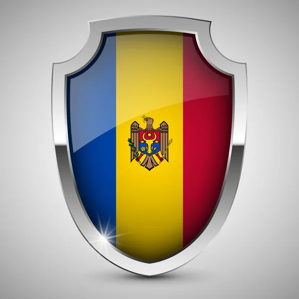 Eps10 Escudo Patriótico Vectorial Con Bandera Moldova Elemento Impacto Para — Vector de stock