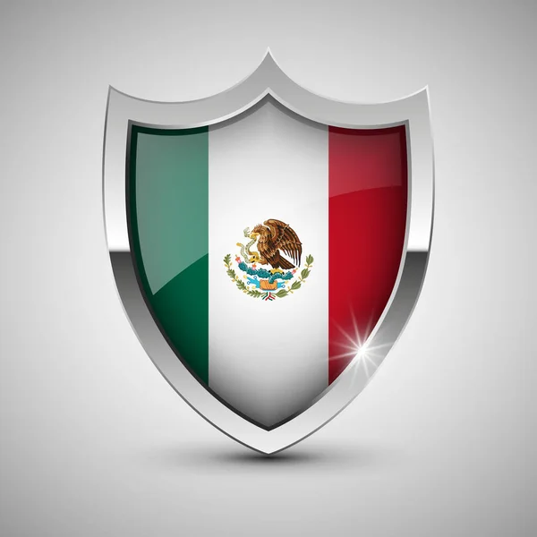 Eps10 Vector Escudo Patriótico Com Bandeira México Elemento Impacto Para — Vetor de Stock